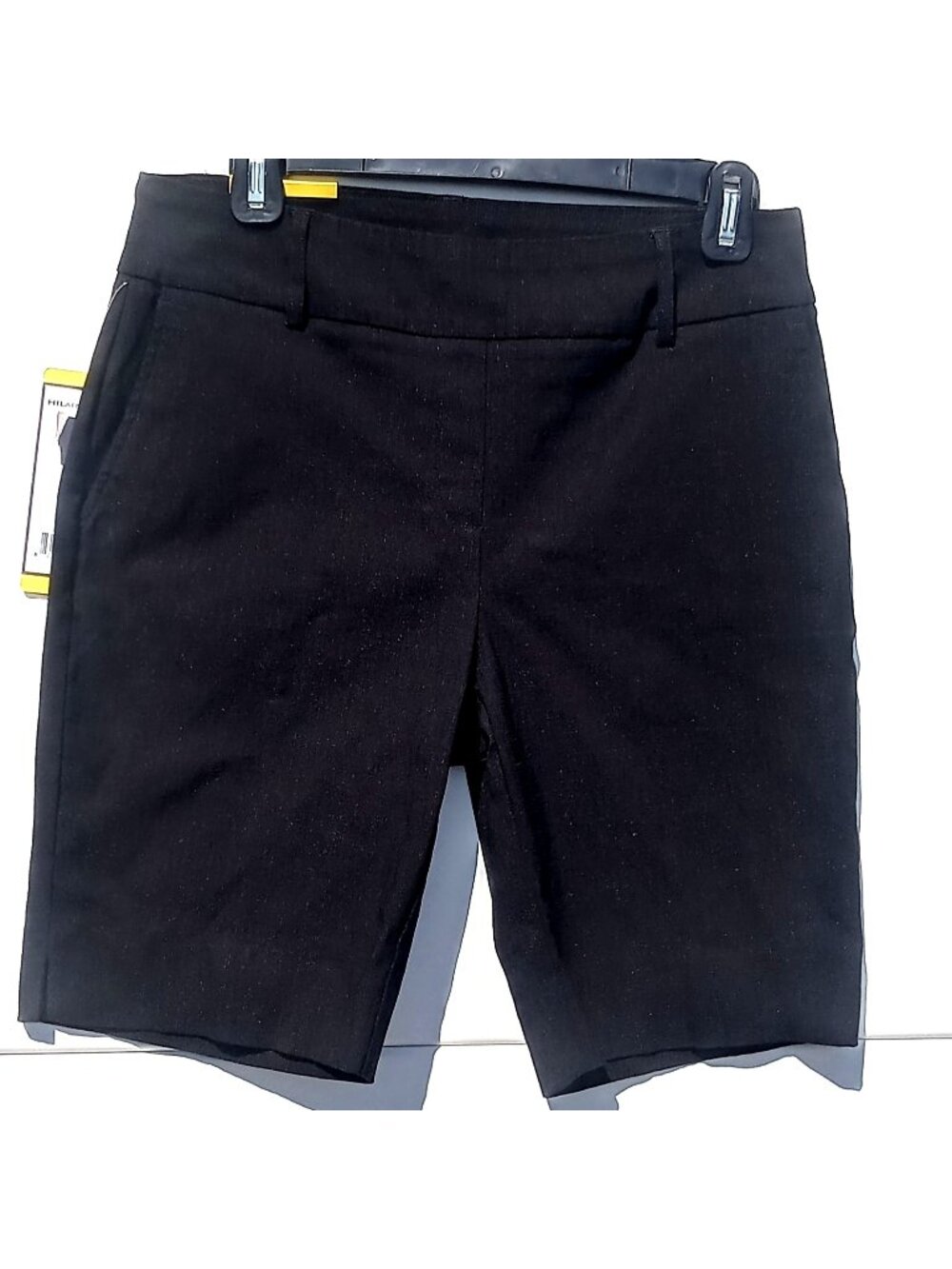 Hilary Radley Women Black Tailored Stretch Bermuda Shorts Size Small Knee Length